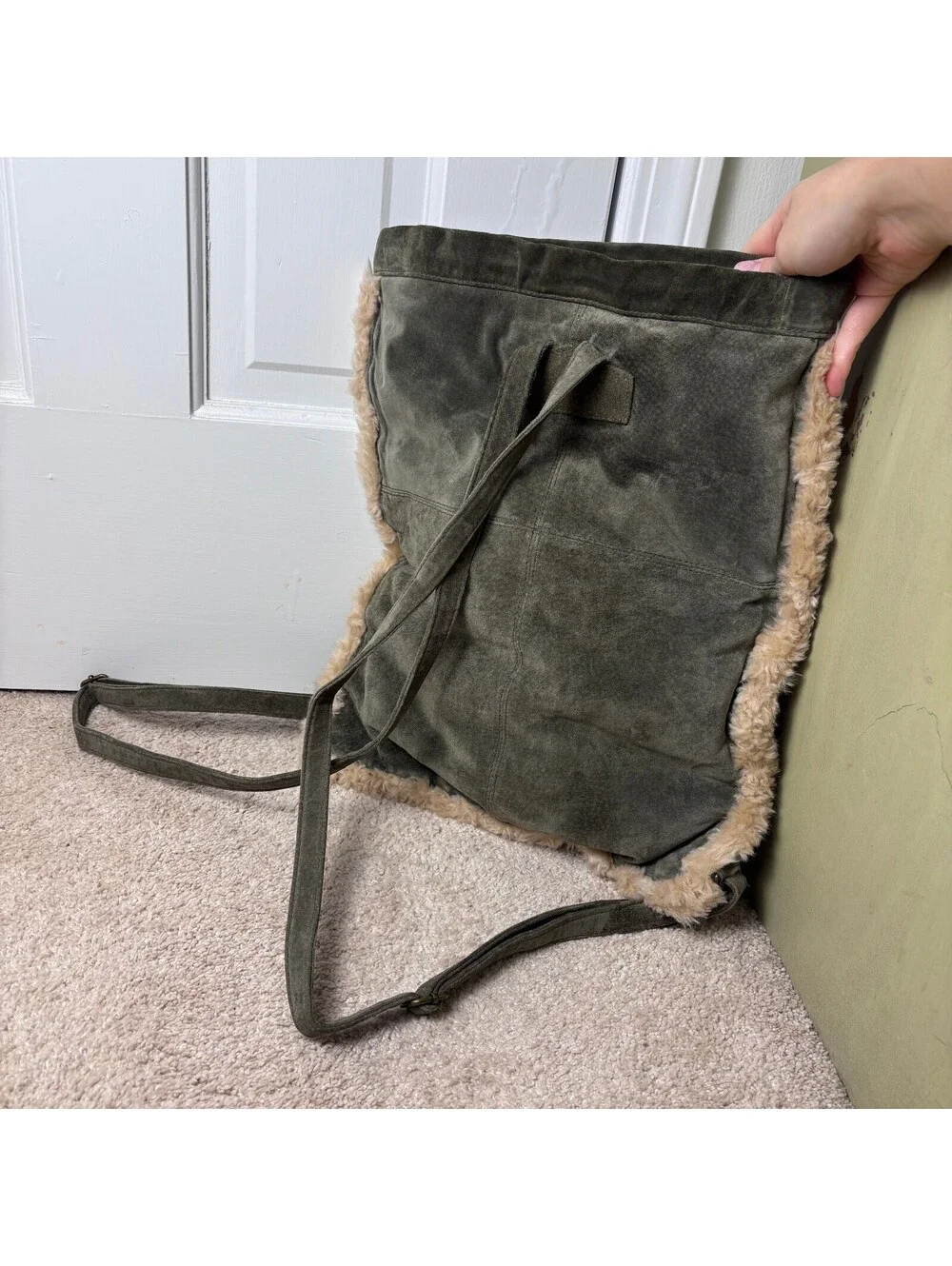 Green Suede Wilsons Leather Flat Backpack